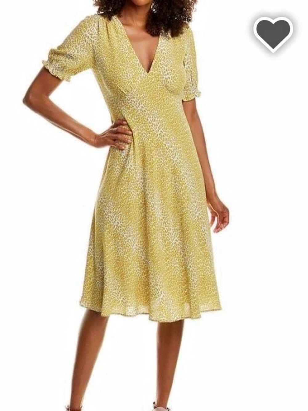 Diane von Furstenberg Juliet Day Dress Animal Print Midi Dress in Yellow & White